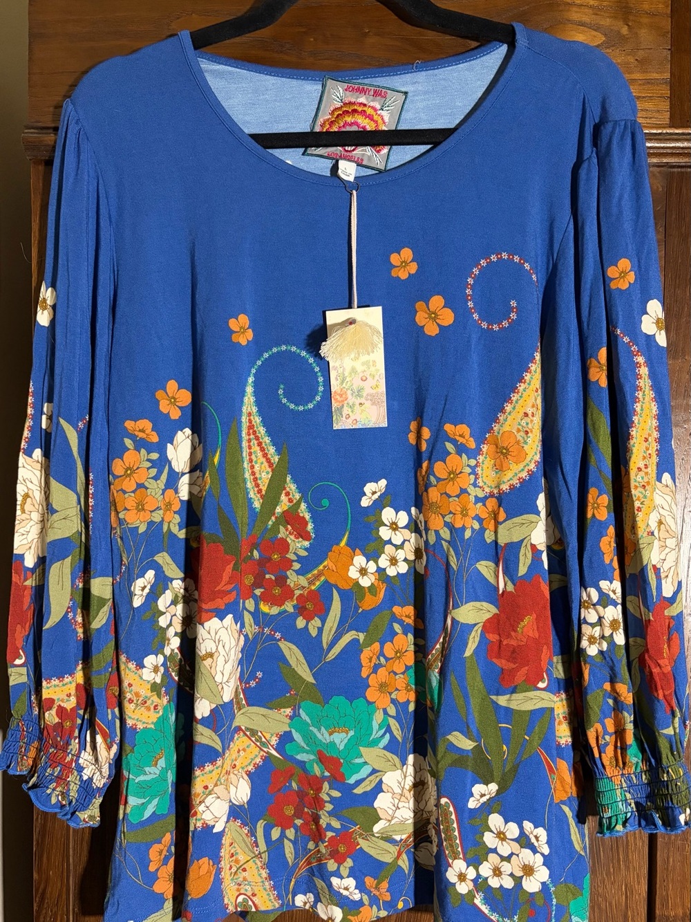 Johnny Was Royal Blue Floral Paisley Tunic - Picture 1 of 5